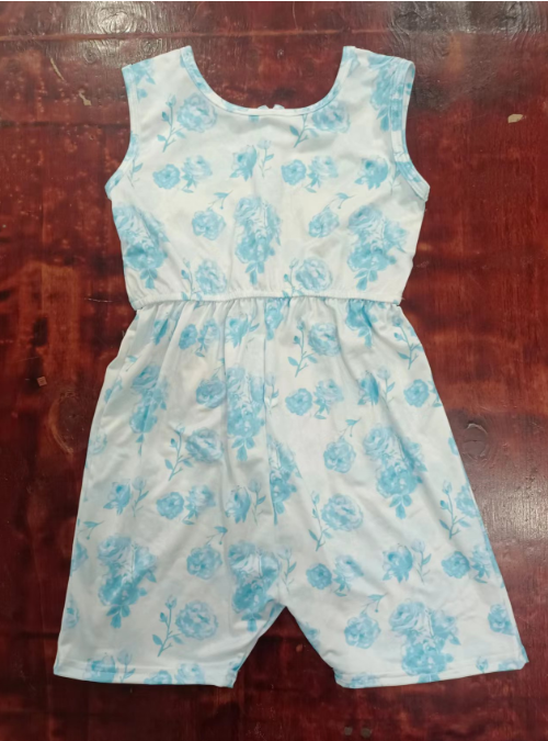 custom moq 5 eta 5weeks Summer Blue Girl Flower Summer Romper