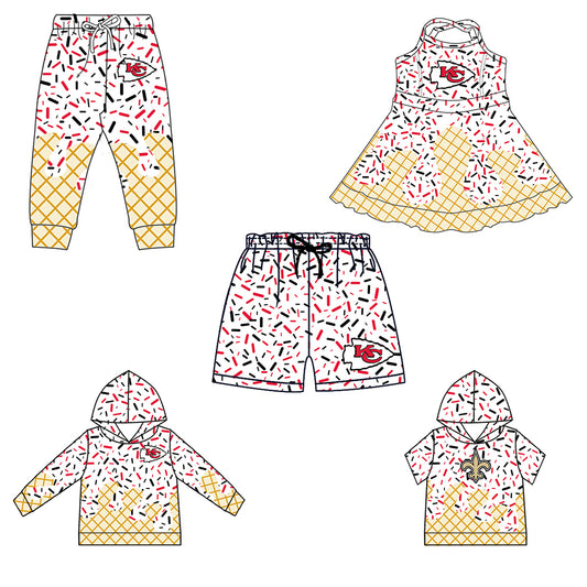 Custom summer teams baby girls clothes team white hooded long sleeve tops and short sleeve top and dress and pants and shorts-25.6.12
