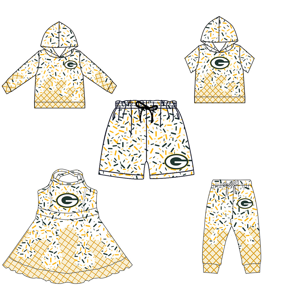 Custom summer teams baby girls clothes team white hooded long sleeve tops and short sleeve top and dress and pants and shorts-25.6.10