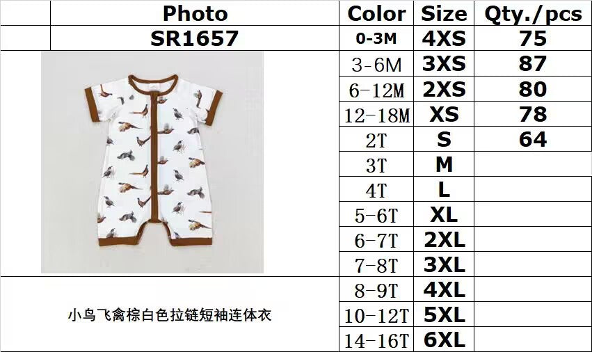 RTS NO MOQ SR1657 baby boy clothes bird toddler boy summer romper