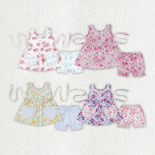 RTS Baby Girls Flowers Tunic Top Shorts Sibling Sister Clothes Sets