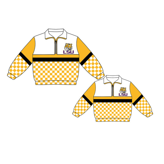 Custom moq 5 mix size milk silk summer teams Daddy and Me Yellow Long Sleeve Team Pullover Tee Shirts