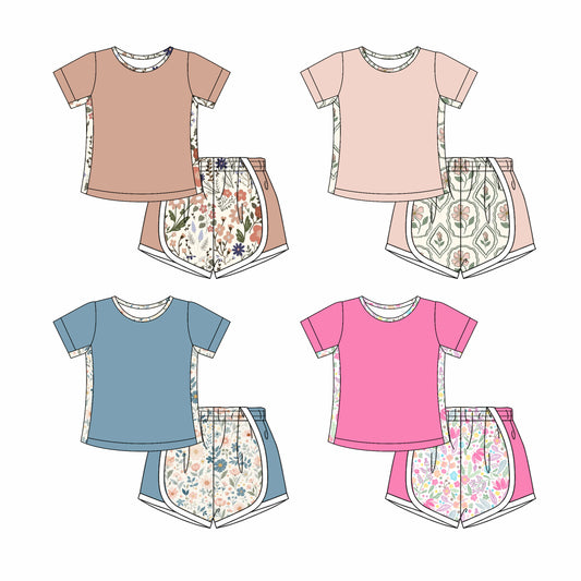 4.8 custom each style moq 5eta 4-6week Sibling Sister baby girls short sleeve set and set 4 match design