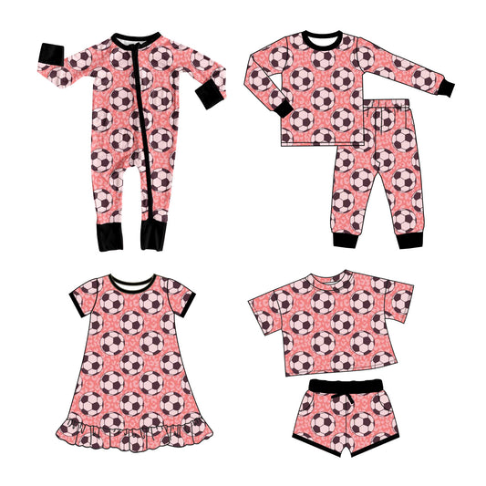 25.10.13 custom each style moq 5 eta 6-8week Sibling Sisters football baby girl long sleeve pants sets and shorts sets and dress and rompers match family design