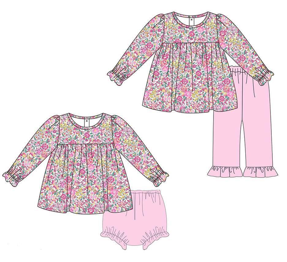 Custom moq 3 mix size eta 6-8weeks Purple floral long-sleeved suit