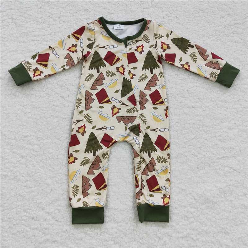 Baby Girls boys Christmas style Forest print green Family siblings set