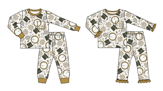 25.8.5 custom each style moq 5 eta 4-6week Sibling Sisters happy new year baby girl long sleeve pants sets 1 and sets 2 match family design