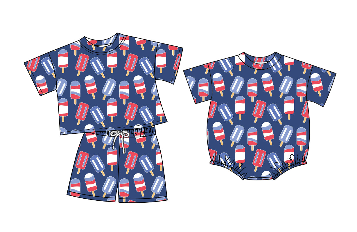 26.1.10 custom each style moq 5 eta 6-8week Sibling Sister baby boy short sleeve shorts sets and romper match design