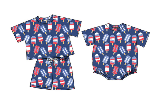 26.1.10 custom each style moq 5 eta 6-8week Sibling Sister baby boy short sleeve shorts sets and romper match design