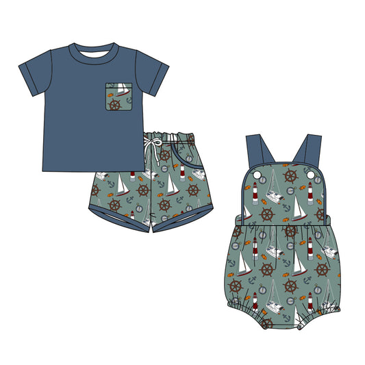 3.23 Custom moq 5 mix size Sibling Baby Boys Romper Short-Sleeved Top And Shorts Set Summer Outfit