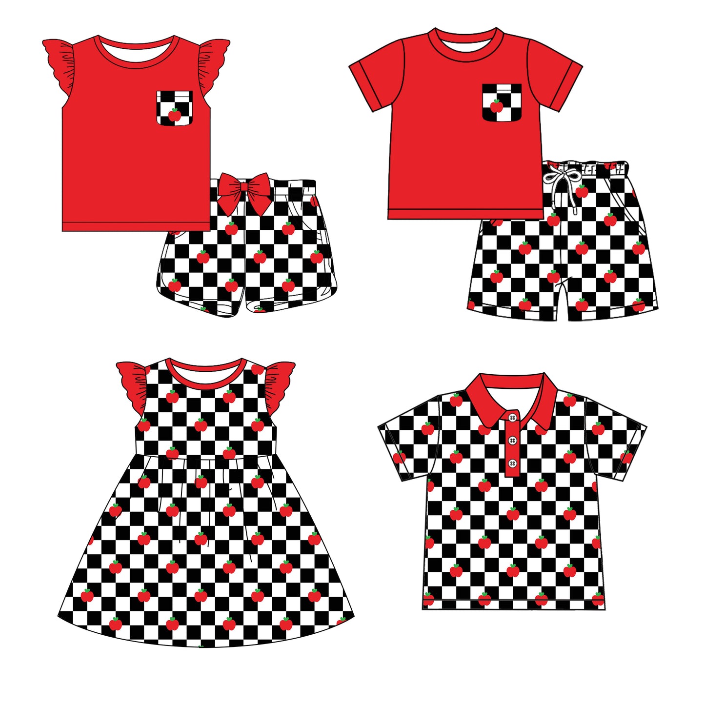 12.18 custom each style moq 5eta 4-6week Sibling Sister strawberry baby girl short sleeve shorts sets and sets 2 and dress and top match design