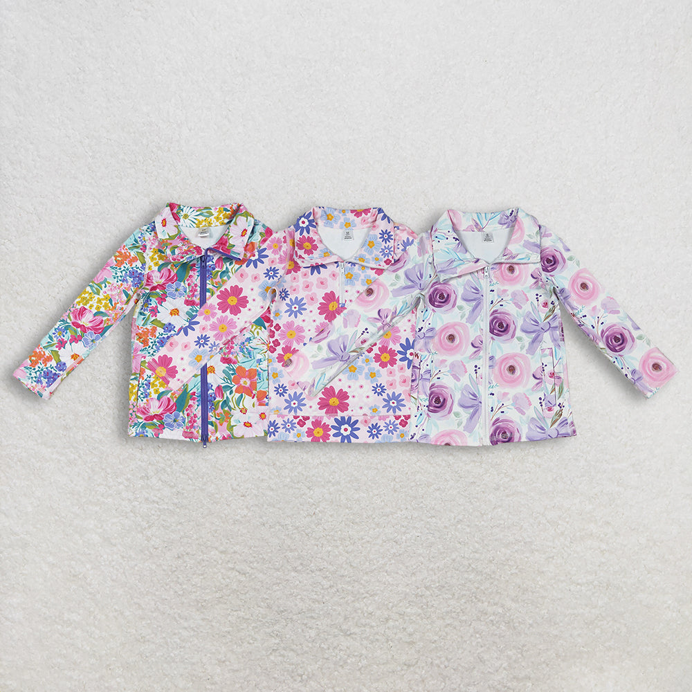 RTS NO MOQ Sibling baby girls clothes yoga Zip-Up Long Sleeve tops