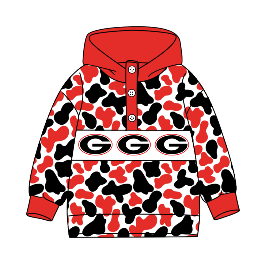 1-Custom moq 8 mix size milk silk summer team baby boy clothes camouflage black and red hooded long sleeve top-25.10.9