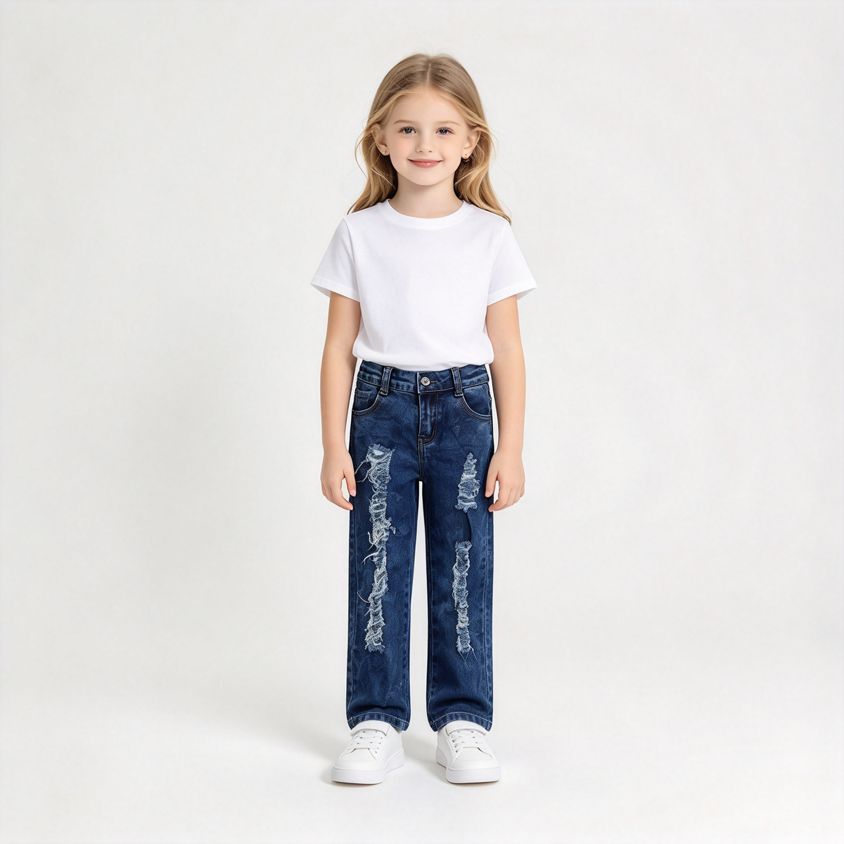 RTS NO MOQ Sibling Denim Baby Kids Denim Bell Bottoms Button Fly Flared Pants