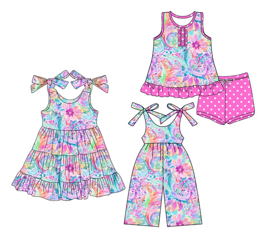 3.19 Custom moq 5 mix size Sibling Baby Girls Sleeveless Top And Shorts Set Dress Jumpsuits Summer Outfit