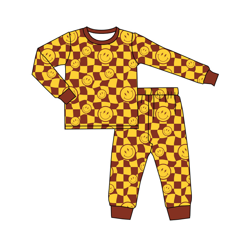 6.17 custom each style moq 5eta 4-6 week Sibling Sister smiley yellow boys outfits and romper match family design