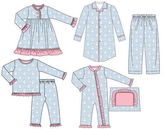 25.6.27 custom each style moq 5eta 4-6week Sibling Sisters Christmas baby boy long sleeve pants sets and adult top and adult pants and romper and dress match family design