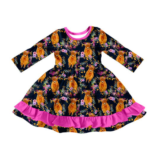8.14 custom each style moq 5eta 4-6week baby girls clothes alpine purple long sleeve dress