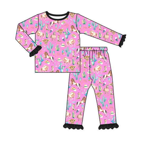 5.23 custom each style moq 5eta 4-5week Sibling Sister Catcus pink girls outfits and baby romper and aldult shorts match family design