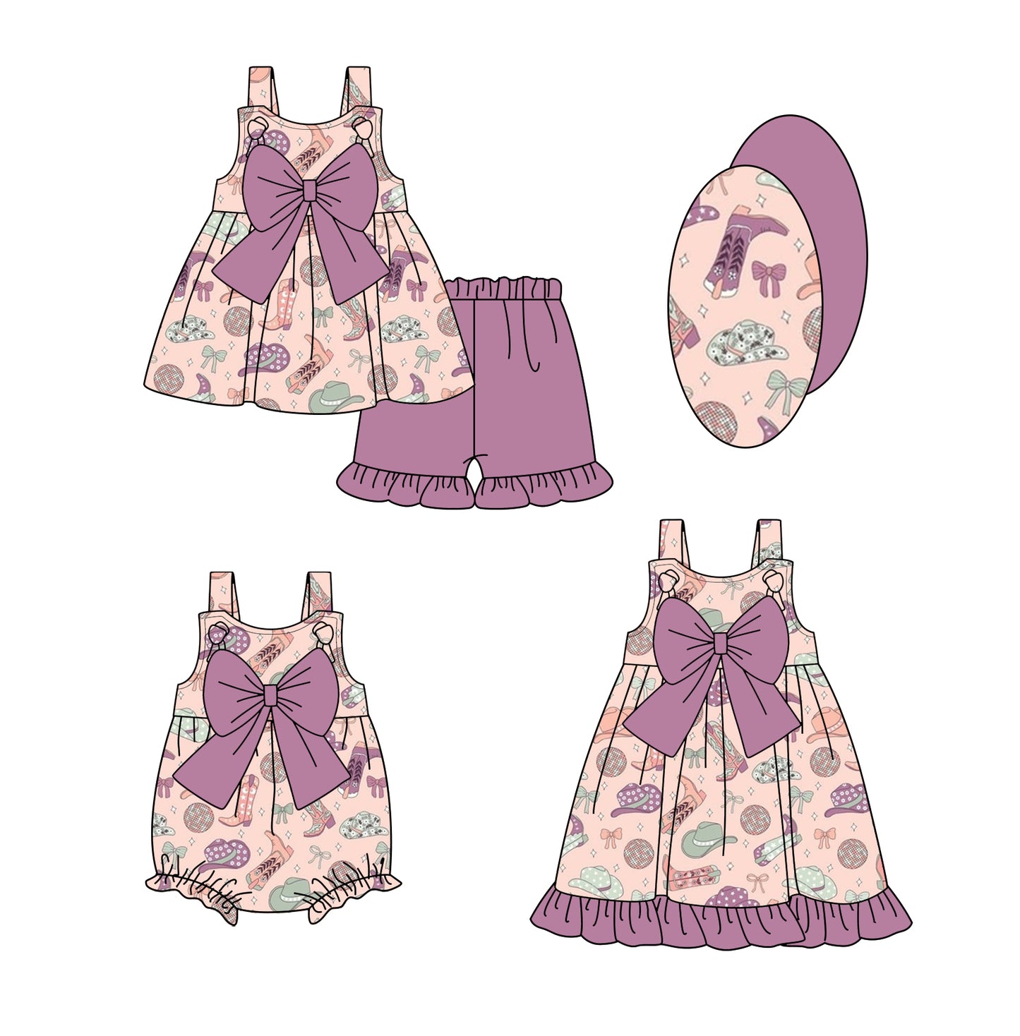2.27 custom each style moq 5eta 4-6week Sibling Sisters boots baby girl short sleeve shorts sets and dress and rompers match family design