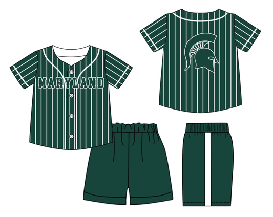 Custom moq 3 or 5 mix size milk silk summer teams baby boy clothes green short sleeve shorts sets-26.1.21