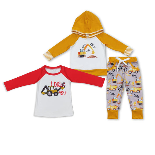 RTS NO MOQ Sibling Baby boy clothes love long-sleeved trousers suits and top