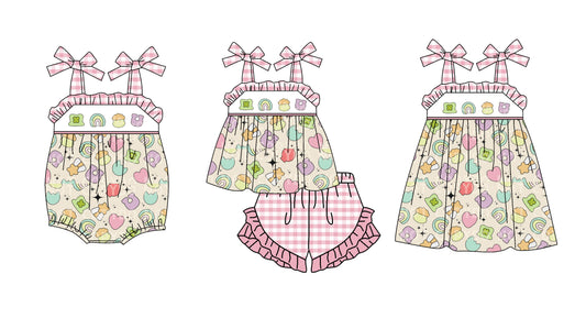 11.13 custom each style moq 5eta 4-6week Sibling Sister baby girl short sleeve shorts sets and dress and rompers match family design