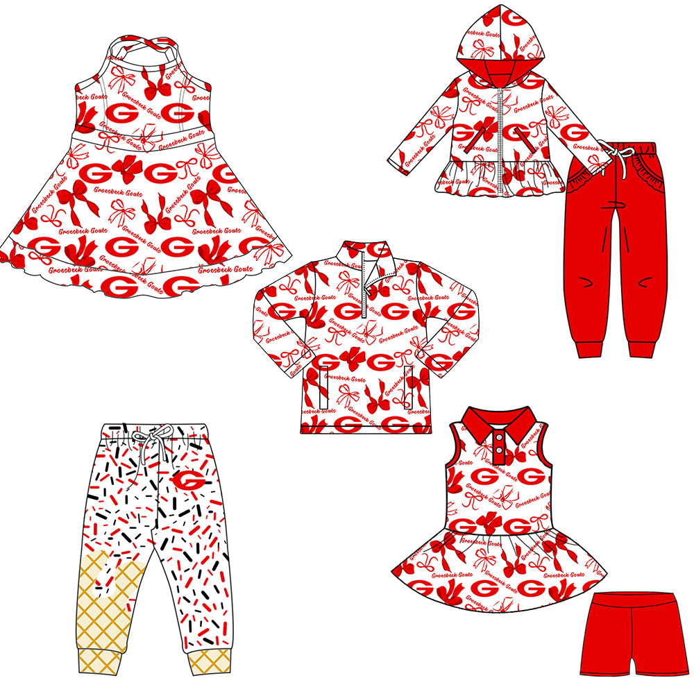 Custom moq 5 mix size milk silk summer teams baby girls clothes bow red hooded long sleeve pants sets and shorts sets and dress and top and pant-25.8.11