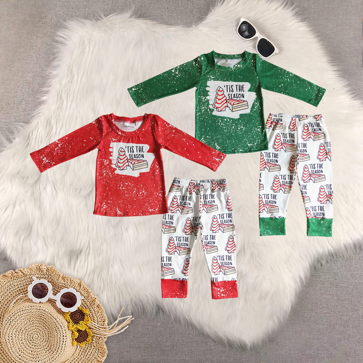 RTS NO MOQ Sibling Baby Girls Christmas Long Sleeve Pants Set