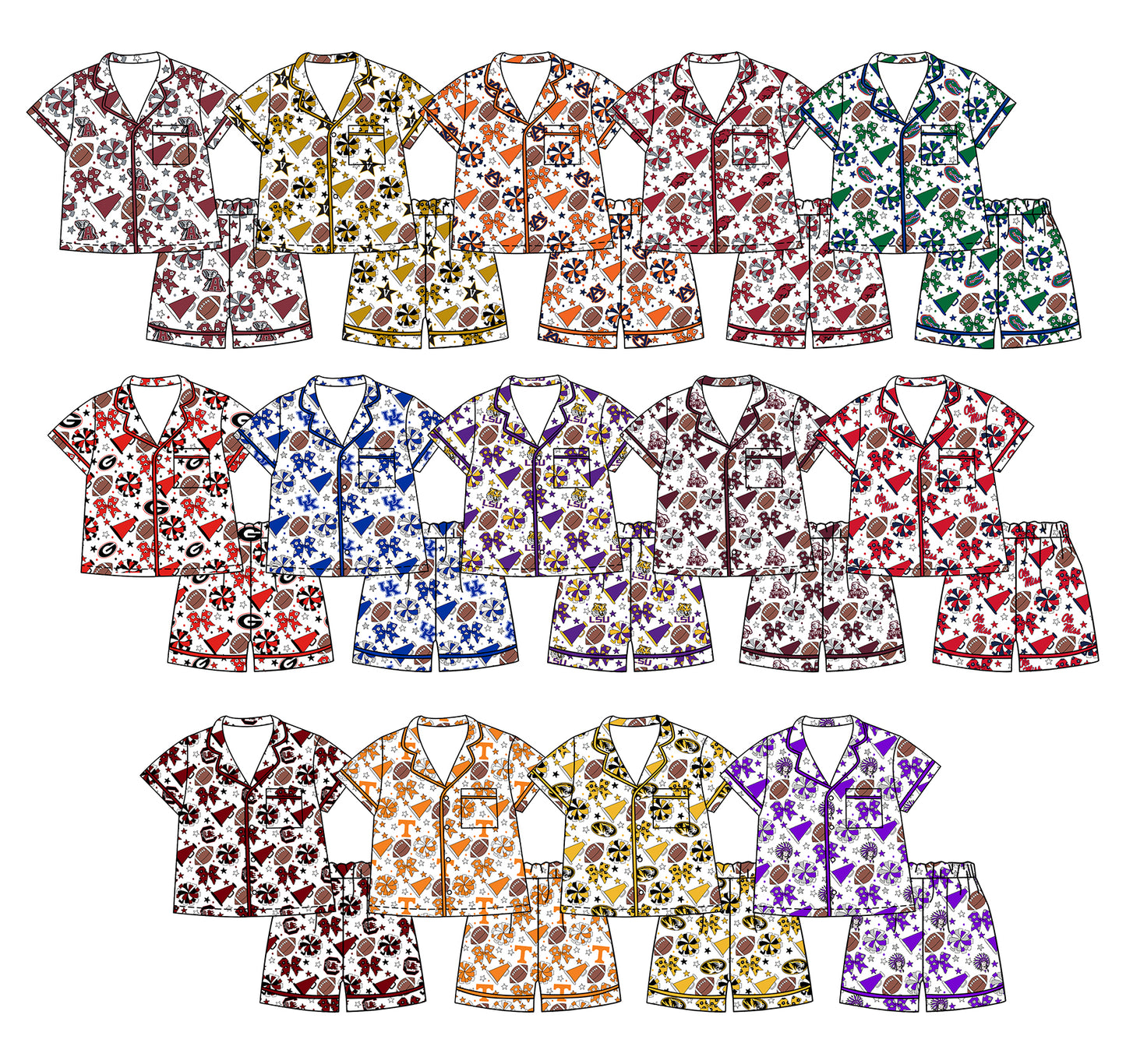 Custom moq 5 mix size milk silk summer teams Baby Girls Stars Bows Button Pocket Top Short Pajamas Sets Cute Infant Sleepwear