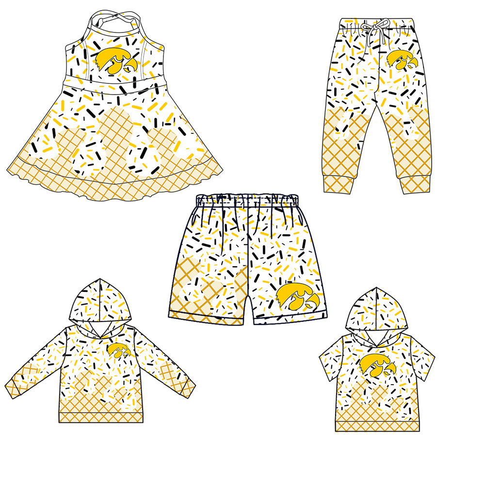 Custom summer teams baby girls clothes team white hooded long sleeve tops and short sleeve top and dress and pants and shorts-25.5.29