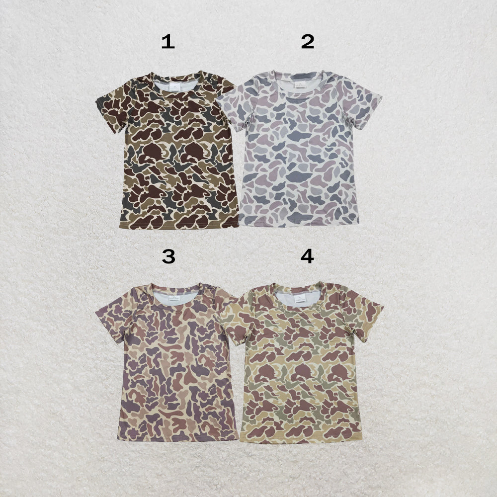 RTS NO MOQ Sibling Baby Boys Short Sleeve Camo Casual T-shirts Top