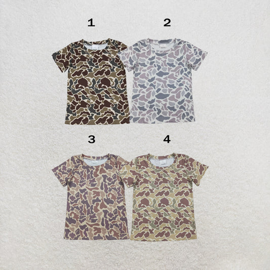 RTS NO MOQ Sibling Baby Boys Short Sleeve Camo Casual T-shirts Top