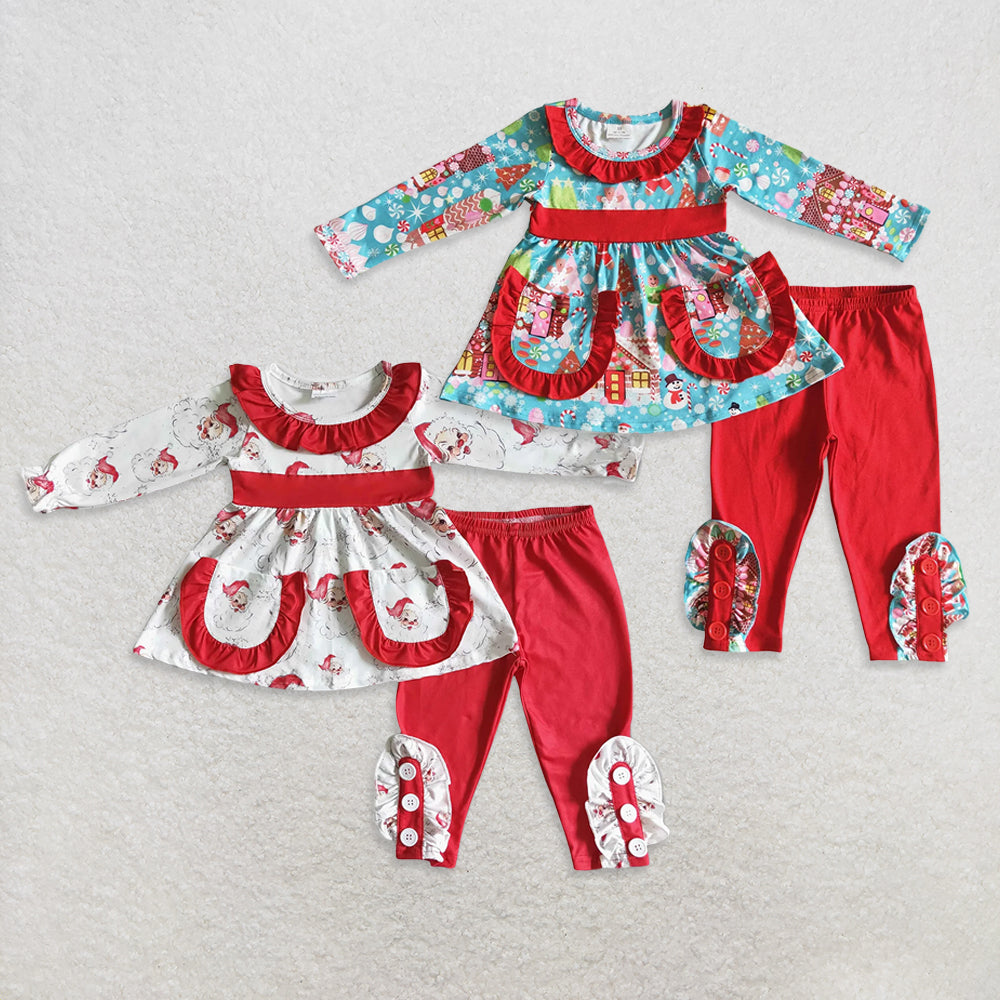 RTS NO MOQ Sibling baby girl clothes Button plaid pullover long-sleeved suits