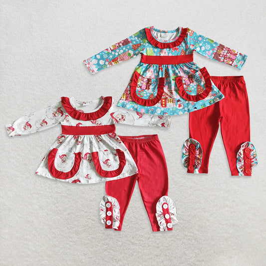 RTS NO MOQ Sibling baby girl clothes Button plaid pullover long-sleeved suits