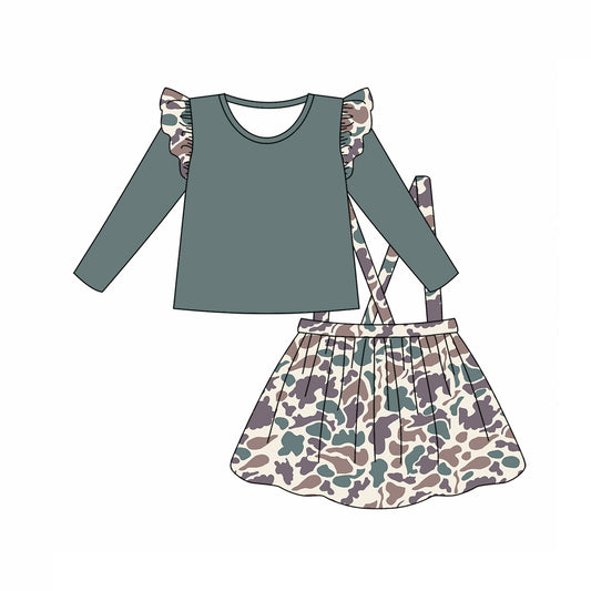9.16 custom each style moq 5eta 4-6week baby girl clothes camouflage long sleeve suspender dress