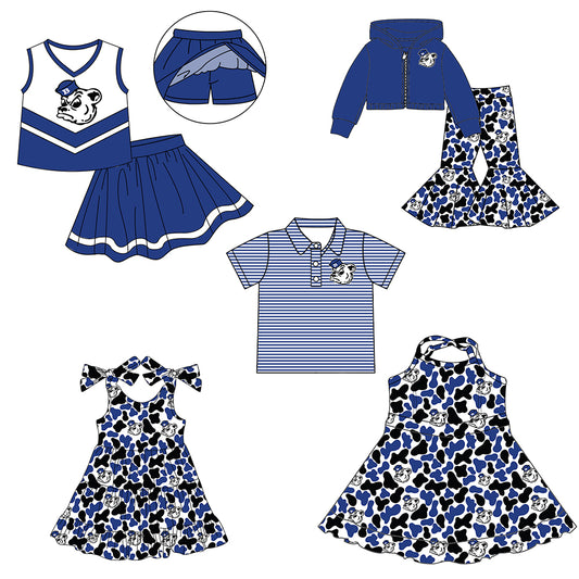 Custom moq 5 mix size milk silk summer teams baby girls clothes bow blue hooded long sleeve pants sets and skirts sets and dress 1 and dress 2 and top-25.8.5