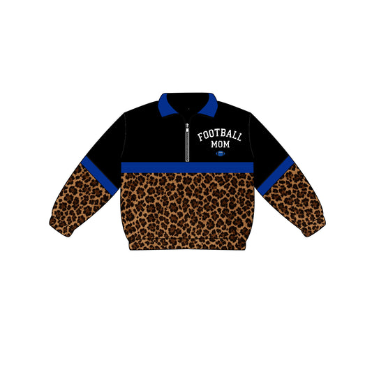 Custom moq 5 mix size milk silk summer teams Adult And Kids Black Long Sleeve Leopard  Tee Shirts Zip Pullovers Tops