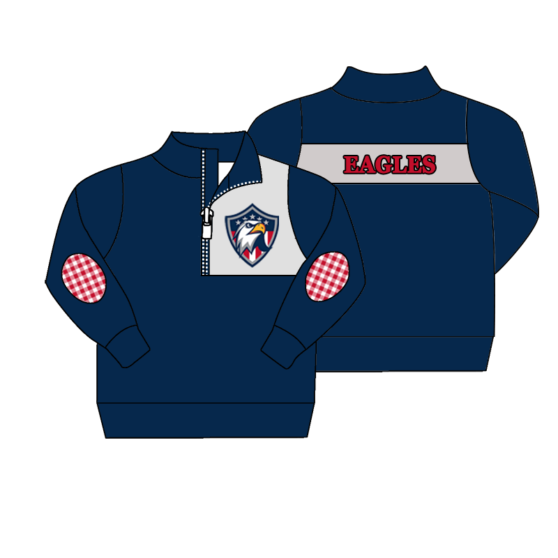 custom moq 5 mix size MSD071001 Baby Toddler Long Sleeve Zip Up Pullover Casual Team Top