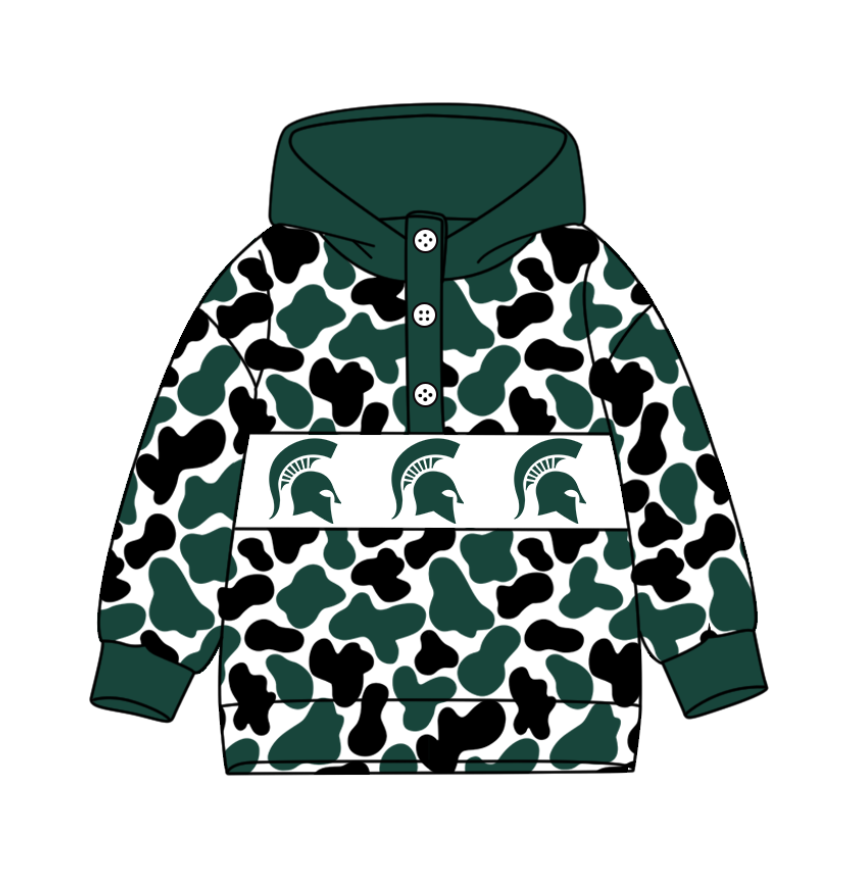 5-Custom moq 8 mix size milk silk summer team baby boy clothes camouflage green hooded long sleeve top-25.10.9