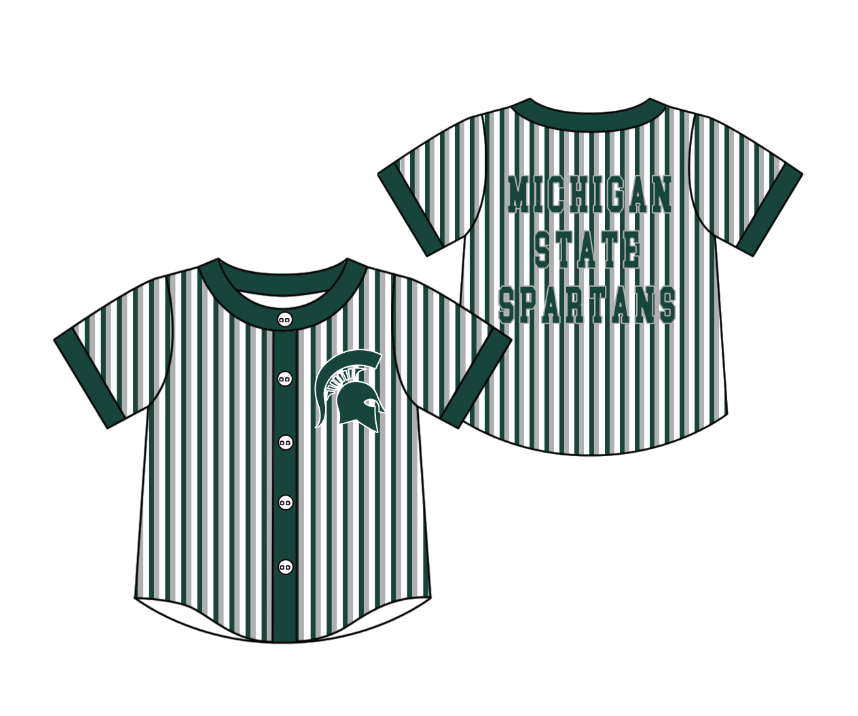 Custom moq 5 mix size milk silk summer teams Green Striped Short-Sleeved Button-Down Shirt for Baby Boy Summer Outfit
