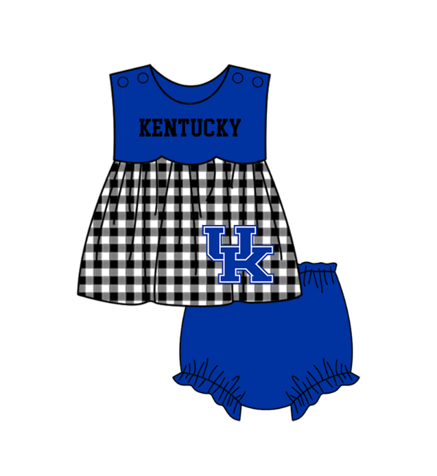 Custom moq 5 mix size milk silk summer teams baby girl boys clothes Blue Black and white checkered short sleeve shorts sets 3 and dress and rompers 2 series