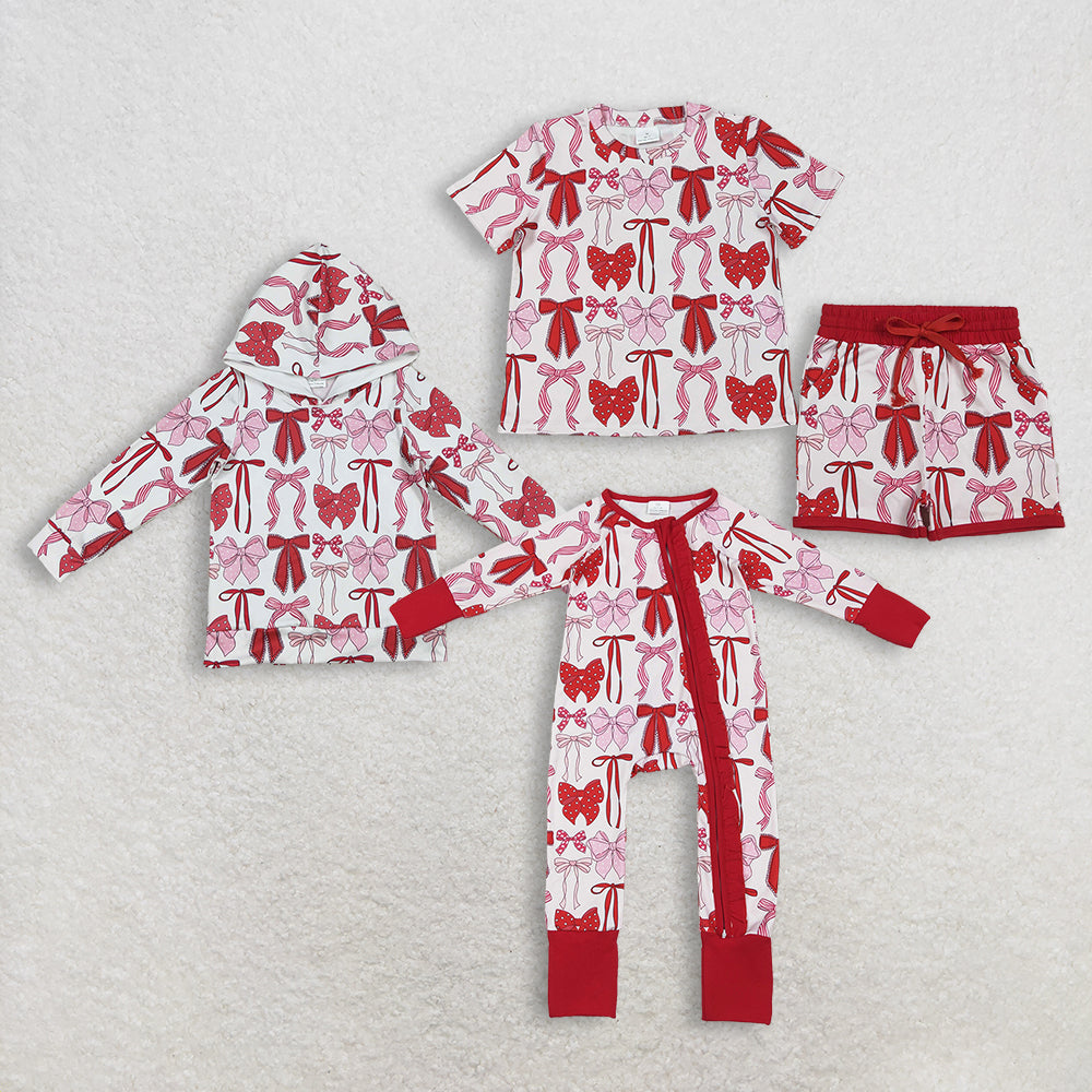RTS Sibling baby girl clothes bow floral plaid Short Sleeve Shorts setsand romper and top