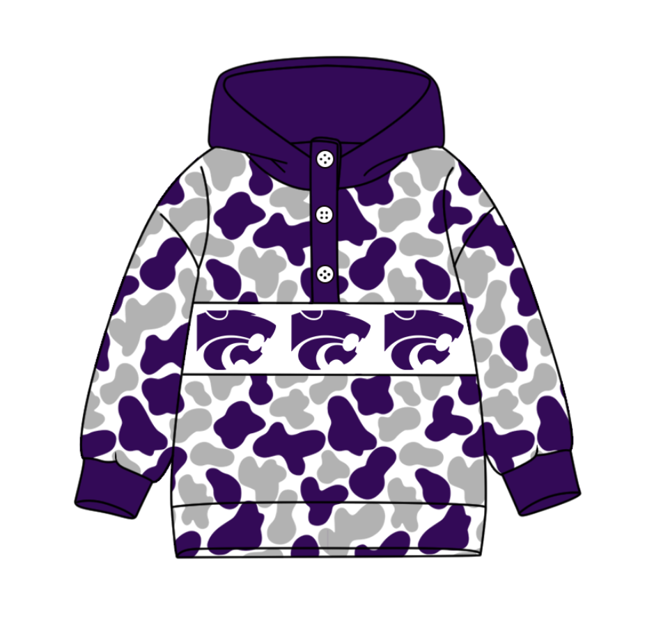 3-Custom moq 8 mix size milk silk summer team baby boy clothes camouflage purple and gray hooded long sleeve top-25.10.9