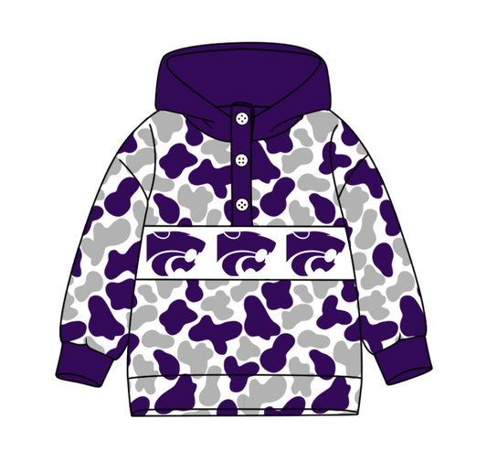 3-Custom moq 8 mix size milk silk summer team baby boy clothes camouflage purple and gray hooded long sleeve top-25.10.9