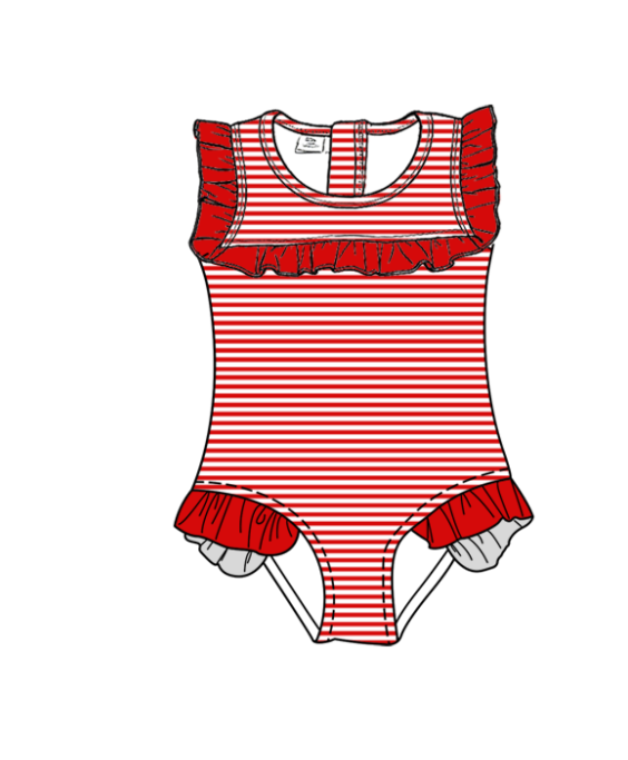 Custom moq 5 mix size milk silk summer teams baby girl boys Red clothes Two-Piece Swimsuit Set One Piece Swimsuits boy swim trunks