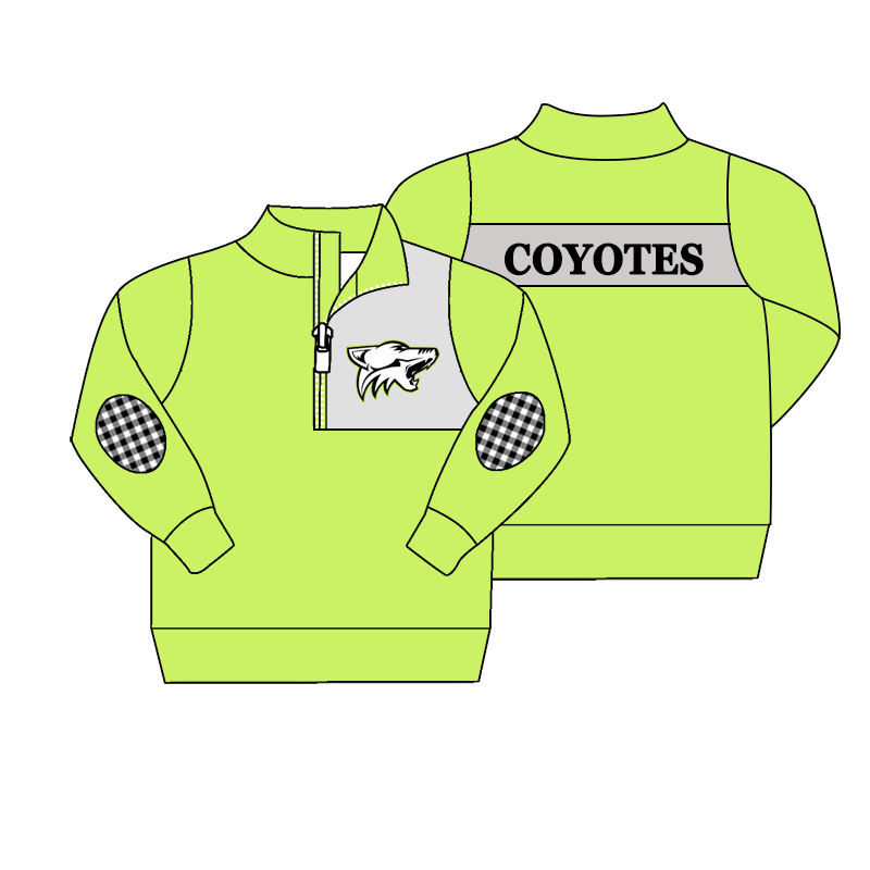 custom moq 5 mix size MSD070801 Baby Casual  Long Sleeve Zip Up Pullover Team Top