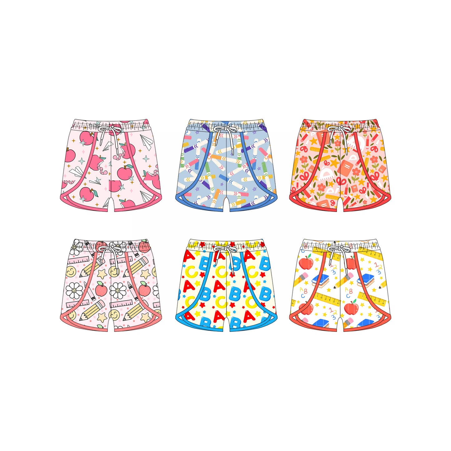 3.9 Custom moq 5 mix size Sibling Baby Girl's Summer Drawstring Shorts Outfit Back-to-School Clothing