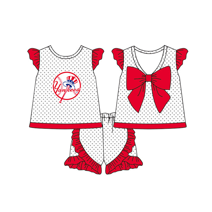 Custom moq 5 mix size milk silk summer teams Girls Long Sleeve Red Top Matching Short Sleeve Set Boys Tops
