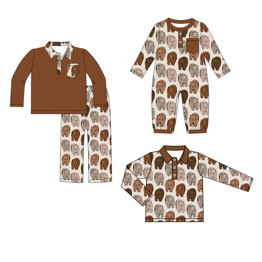 25.8.16 custom each style moq 5eta 4-6week Sibling Sisters bear baby boy long sleeve pants sets and romper and top match family design